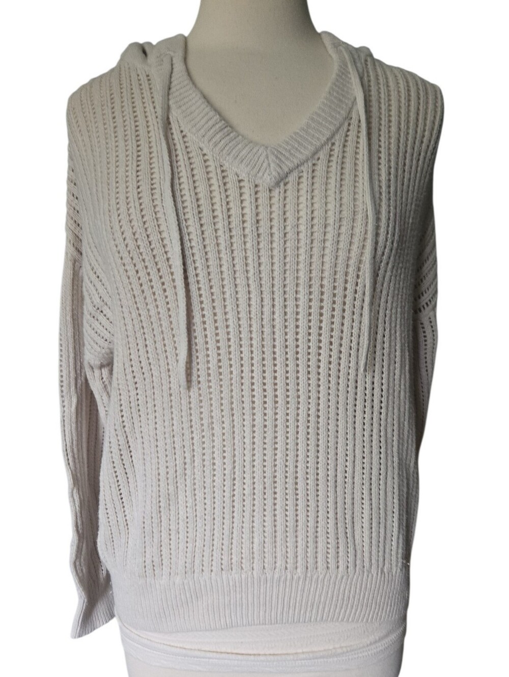 Stylus Women’s Cream Open-Knit Sweater - Medium